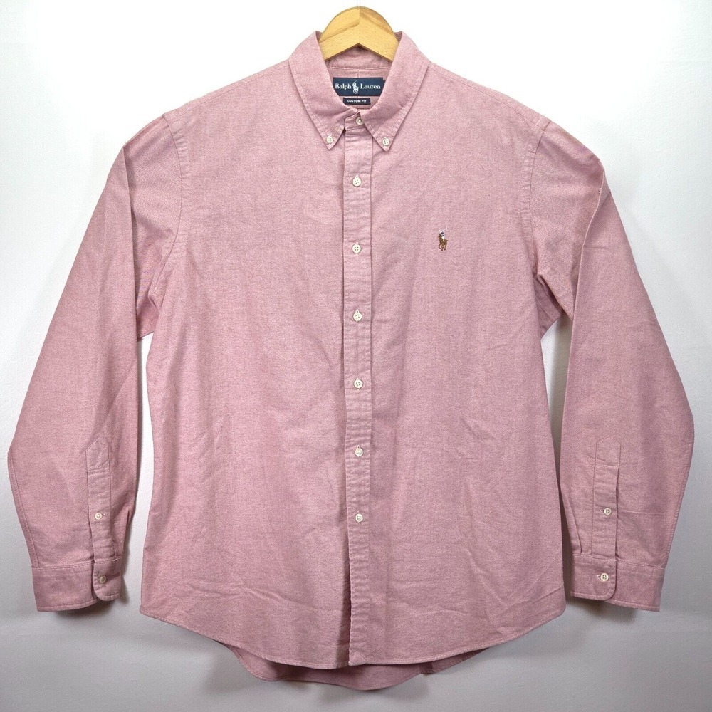 Ralph Lauren Button Down Dress Shirt Men's XL Custom‎ Fit Flesh Pony Long Sleeve